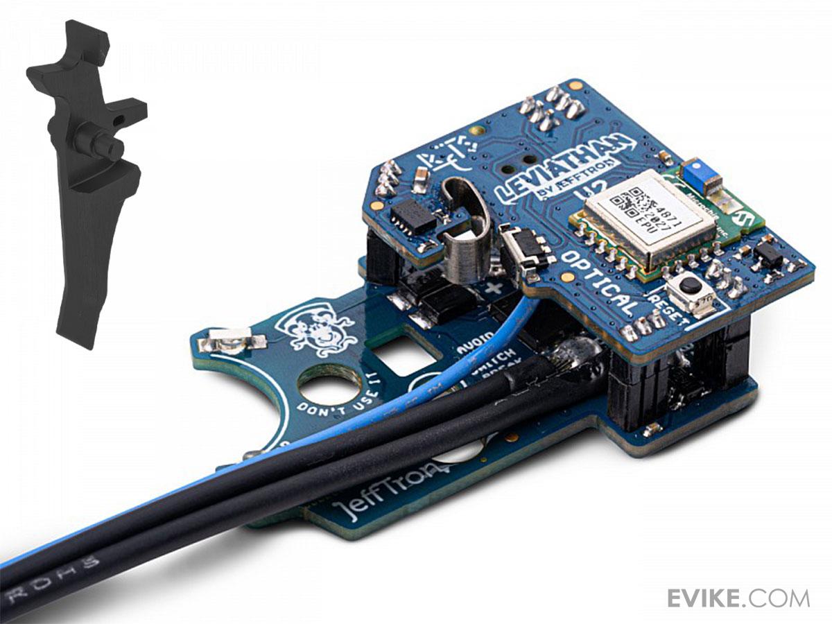 JeffTron Leviathan Airsoft Drop-In Programmable ETU Module (Type: V2 Optical - Black Speed Trigger / Wired to Front)